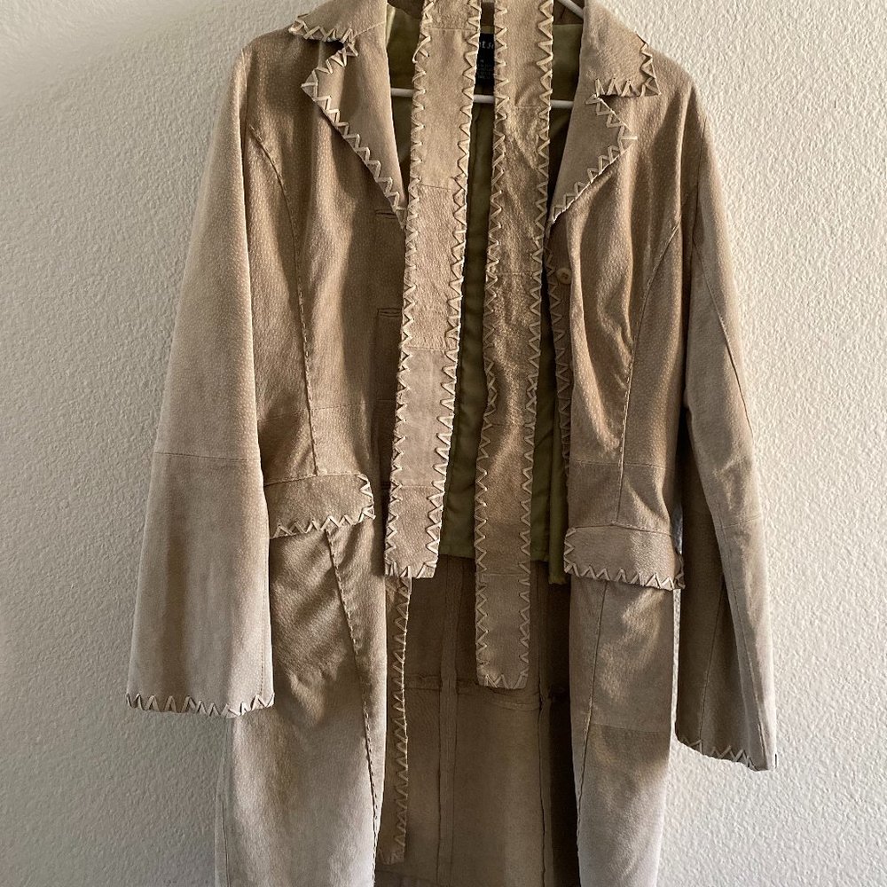 Authentic Vintage 70's Wet Seal Genuine Leather Trench Coat